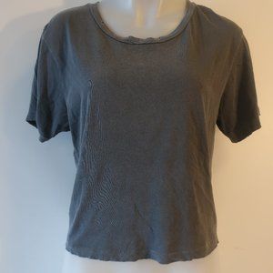 Womens Amo Gray Distressed Short Sleeve T-Shirt L *